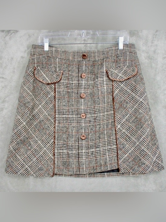Bagatelle Collection Dresses & Skirts - Bagatelle Collection Skirt‎ Womens Large Plaid Velvet Trim Preppy Academia Zip